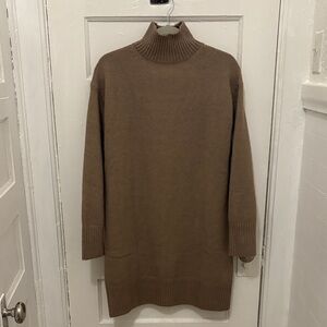 🧶🐢H&M Tan Oversized Mock Turtleneck Sweater Dress WORN 1X Knee Length